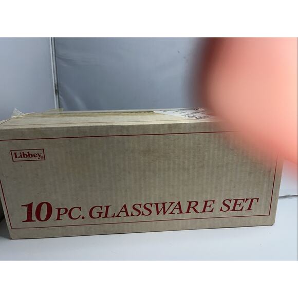 NOS Vintage Libbey Poinsettia Ribbon Glasses Set of 10 W/ Box USA - Picture 5 of 6